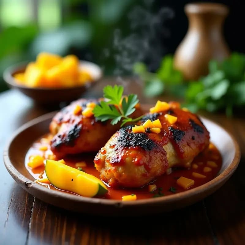 Jerk Chicken Jamaicano con Salsa de Scotch Bonnet y Mango: Receta Picante y Dulce al Grill
