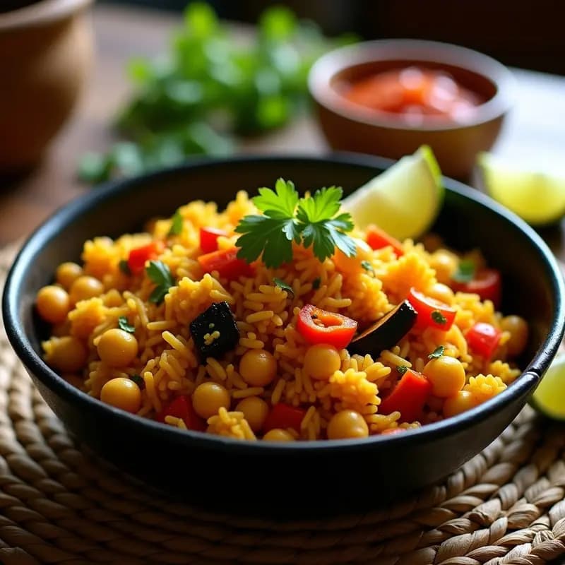 Jollof de Arroz con Garbanzos y Verduras: Receta Africana Vegana en Olla Rápida