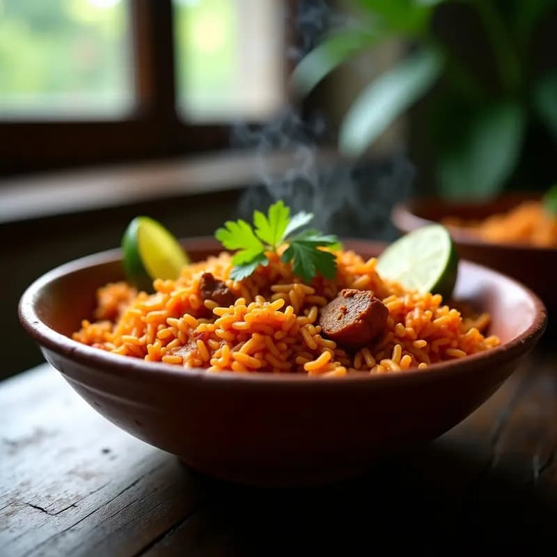 Jollof Rice Nigeriano con Jackfruit: Arroz especiado vegano y alta en proteína