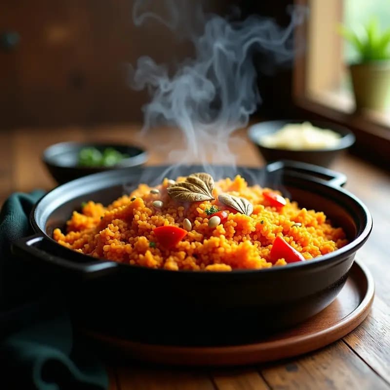 Jollof Rice Nigeriano: Arroz con Tomate y Especias Afrobé en Una Olla