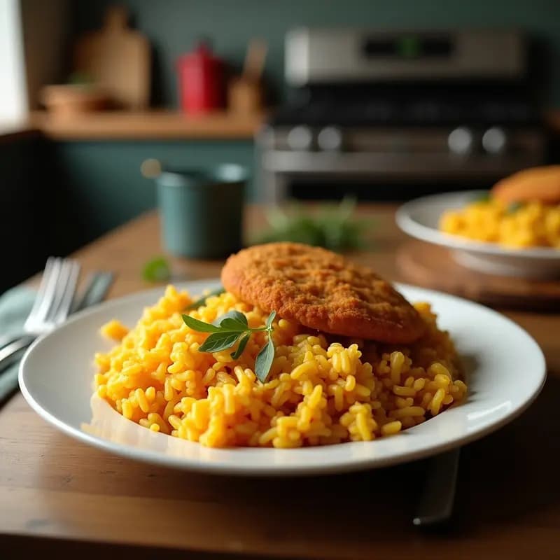 Jollof Rice con Pollo al Curry y Plátano Frito: Receta Nigeriana Festiva y Alta en Sabor