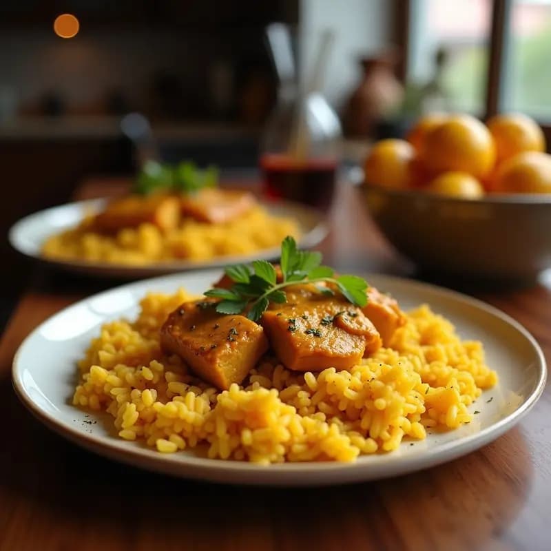 Jollof Rice con Pollo al Curry y Plátanos Fritos: Receta Nigeriana de Fiesta