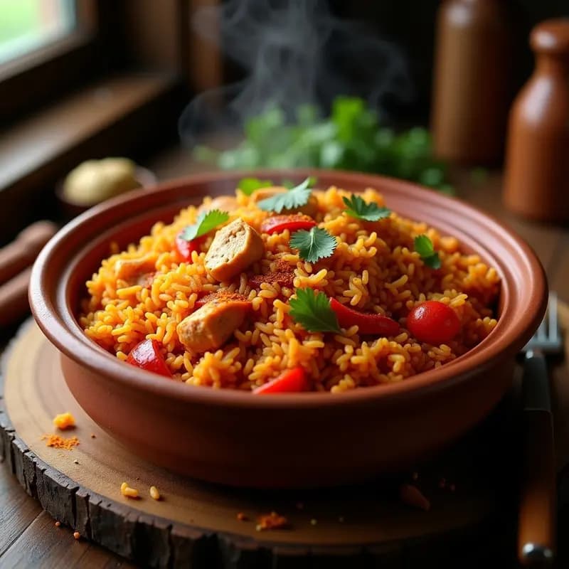 Jollof Rice Nigeriano con Pollo: Arroz Especiado al Estilo Africano