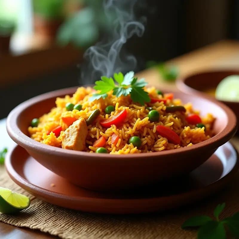 Jollof Rice con Pollo y Verduras: Receta Africana de Arroz Especiado en Una Olla