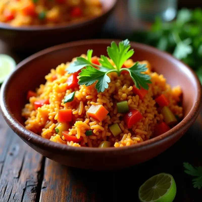 Jollof Rice Nigeriano con Jackfruit en Salsa de Tomate y Cacahuete: Receta Vegana de África Occidental
