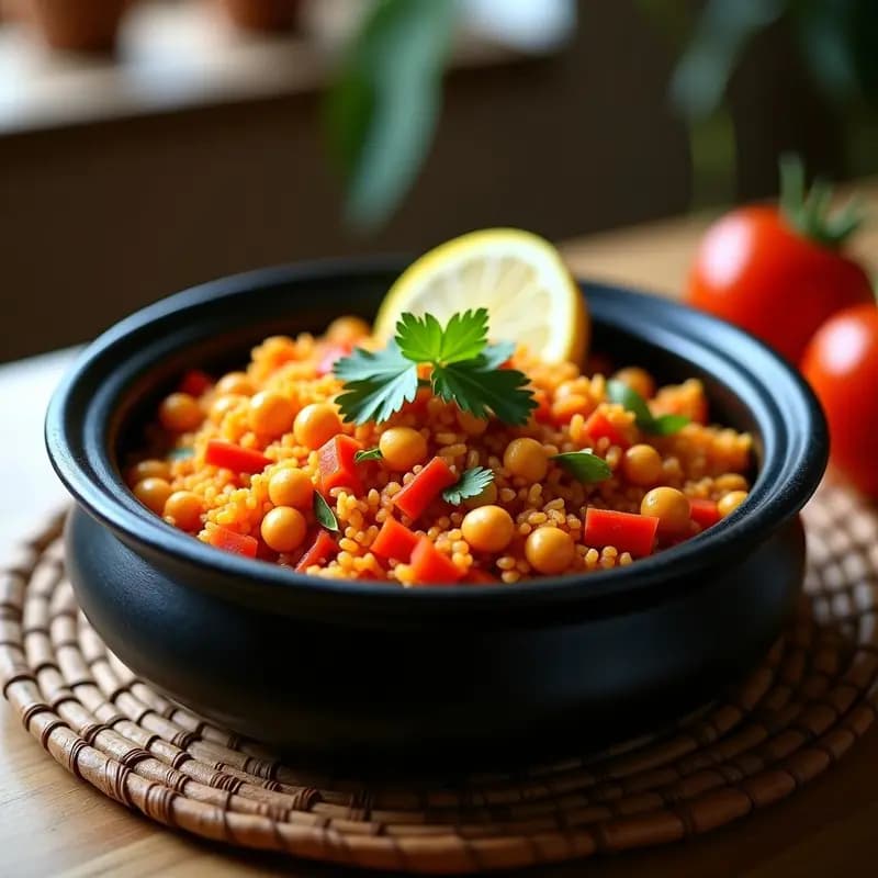 Jolof Rice Africano con Garbanzos y Verduras: Receta Vegana de una Olla