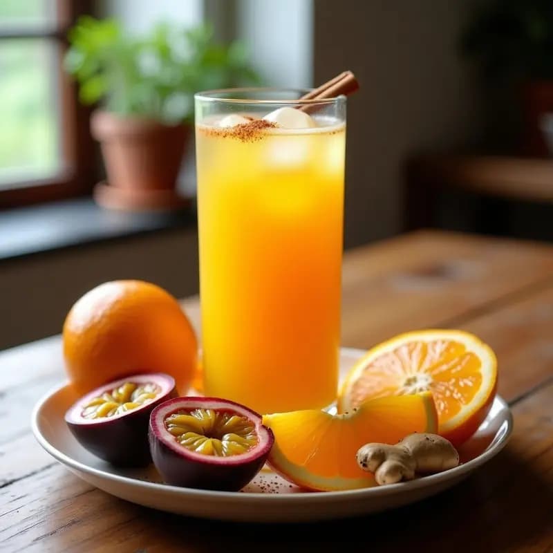 Jugo de Granadilla y Naranja con Jengibre: Bebida Peruana Antioxidante y Refrescante Sin Azúcar