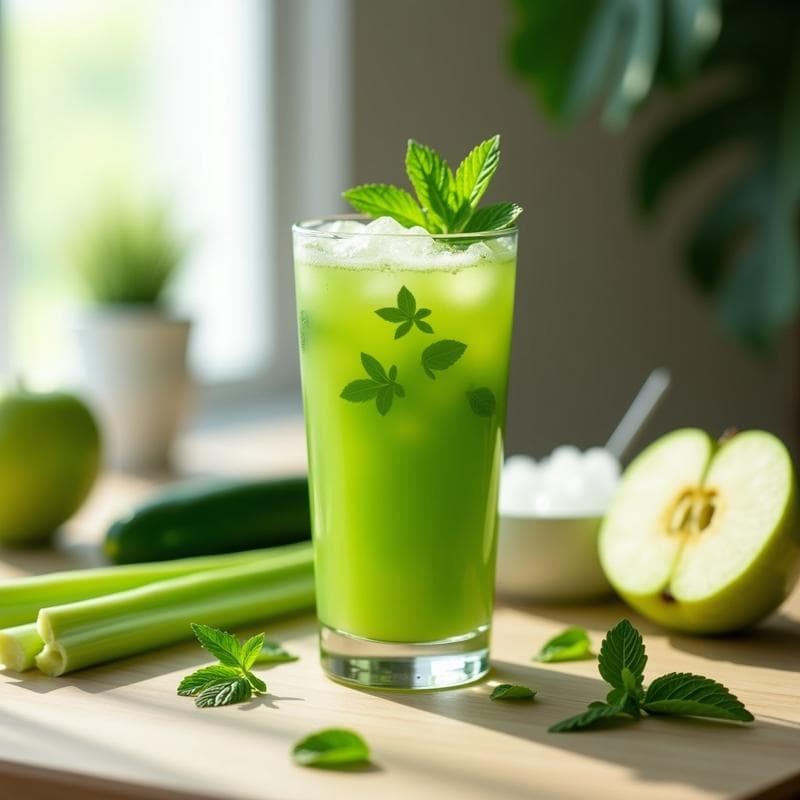 Jugo Verde de Apio, Pepino y Manzana: Bebida Desintoxicante y Alta en Fibra