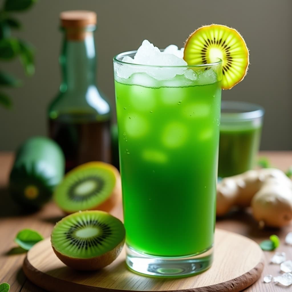 Jugo Verde de Pepino, Kiwi y Jengibre con Clorofila: Bebida Detox en Licuadora