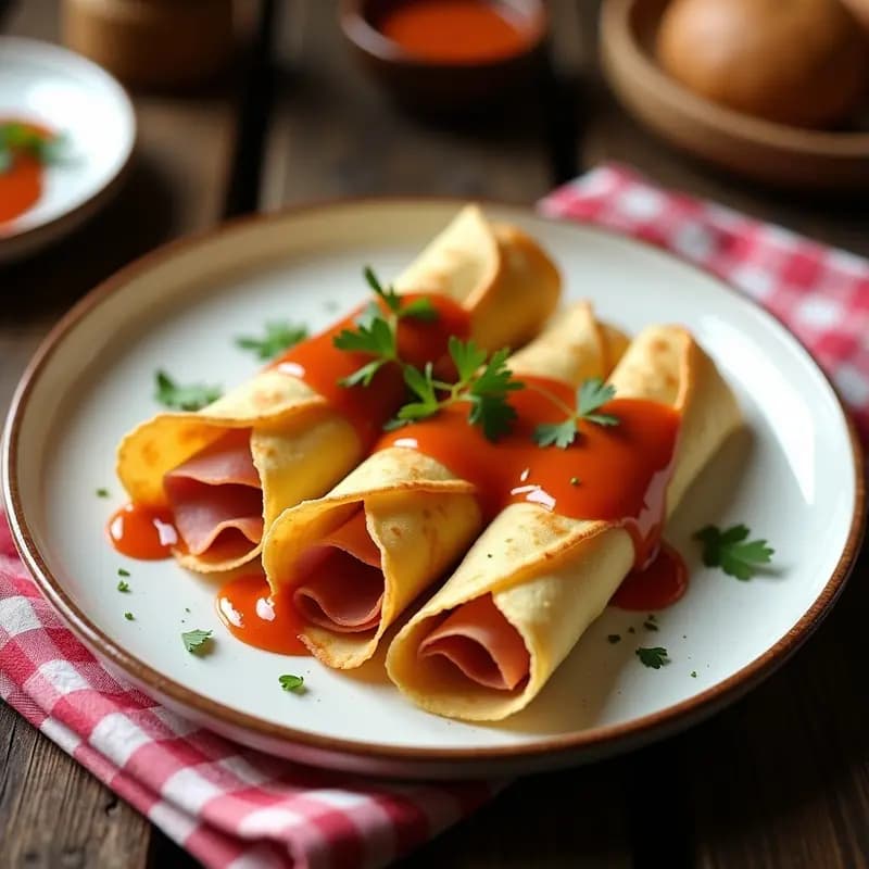 K Leftékes: Crepes Húngaras de Jamón y Queso con Salsa de Paprika