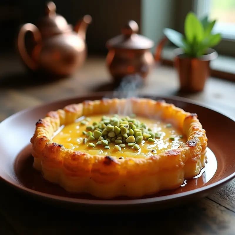 K nafeh palestino de queso akkawi y sírope de rosas: Postre caliente en 20 minutos