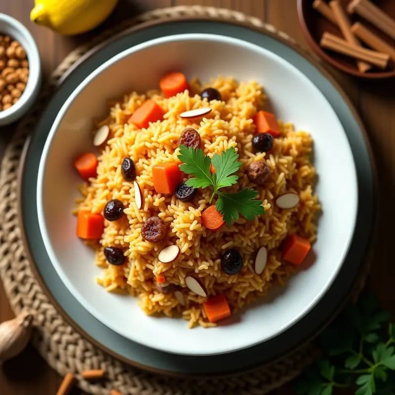 Kabsa Saudí con Pollo de Jackfruit y Especias Baharat: Receta Vegana de Arroz