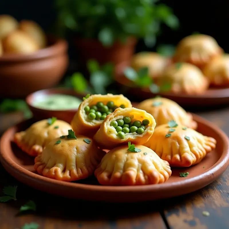 Kachori Indiana de Guisantes y Jengibre: Empanada Crujiente al Horno Sin Gluten