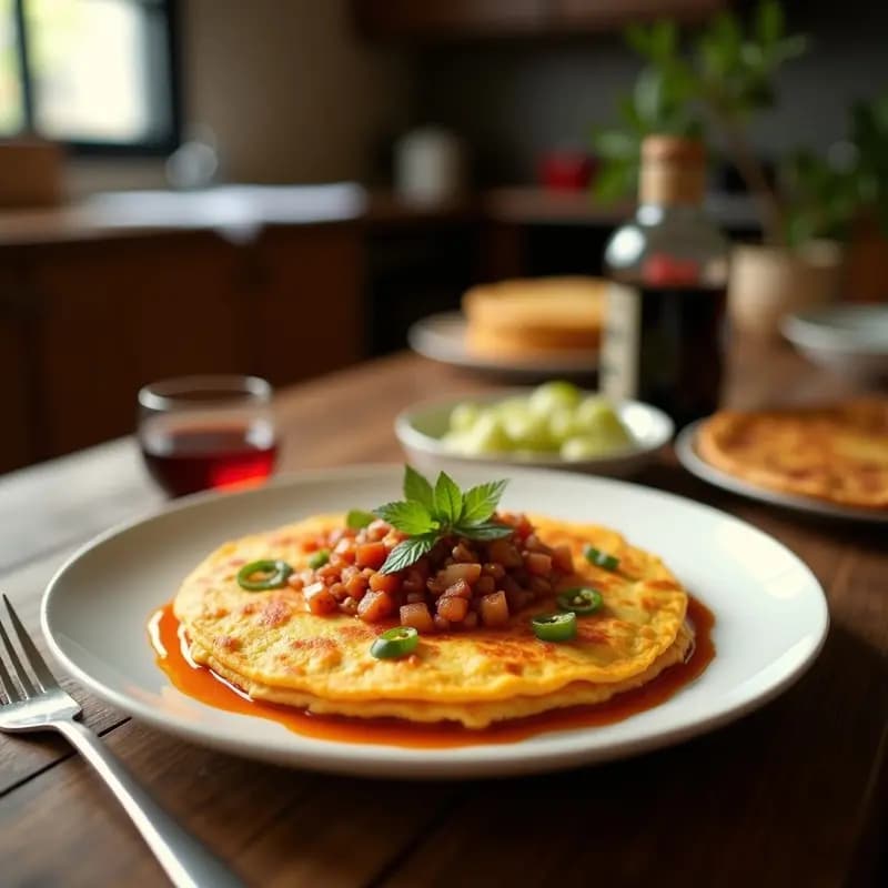 Kai Jeow: Tortilla Tailandesa con Cebolla y Chile en Sartén Antiadherente
