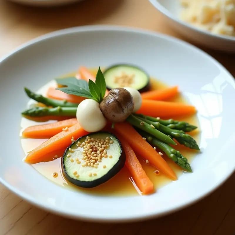 Kaiseki de Verduras al Vapor con Salsa Ponzu: Entrante Japonés Vegano y Bajo en Calorías