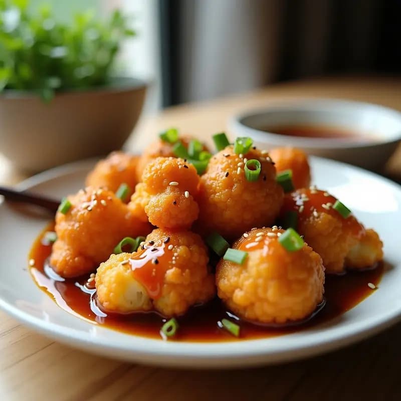 Karaage de Coliflor Crujiente: Receta Japonesa Vegana en Airfryer con Salsa Teriyaki