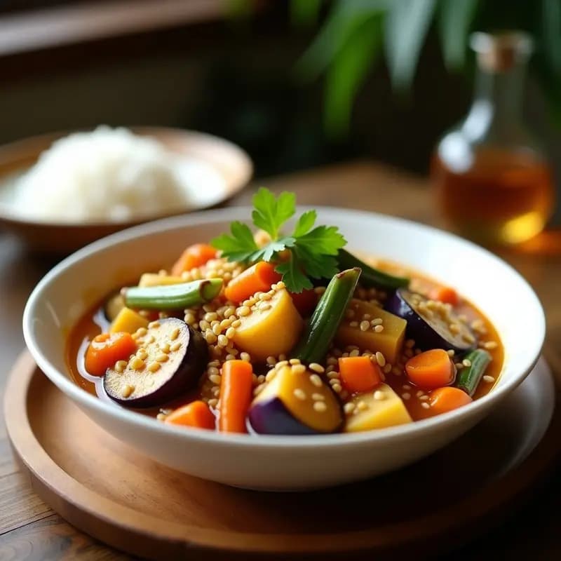 Kare-Kare de Jackfruit y Verduras con Salsa de Maní: Receta Filipina Vegana y Sin Colesterol
