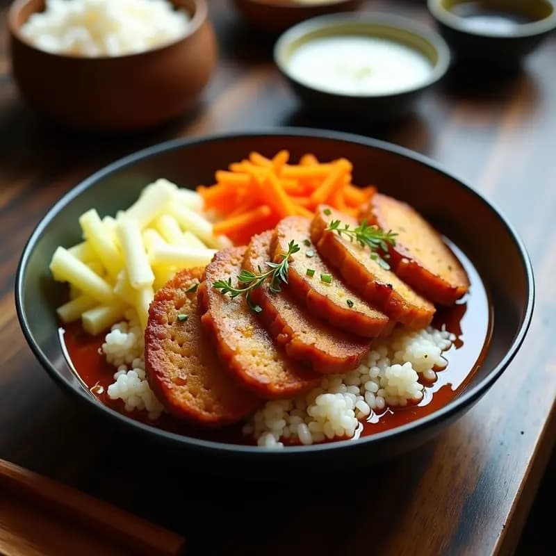 Katzu Curry Japonés de Cerdo Empanizado: Salsa Espesa con Arroz y Encurtidos