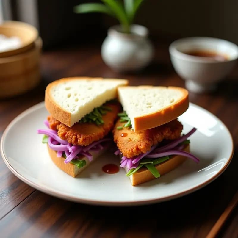 Katsu Sando Vegano: Sándwich Japonés de Berenjena Crujiente con Salsa Tonkatsu