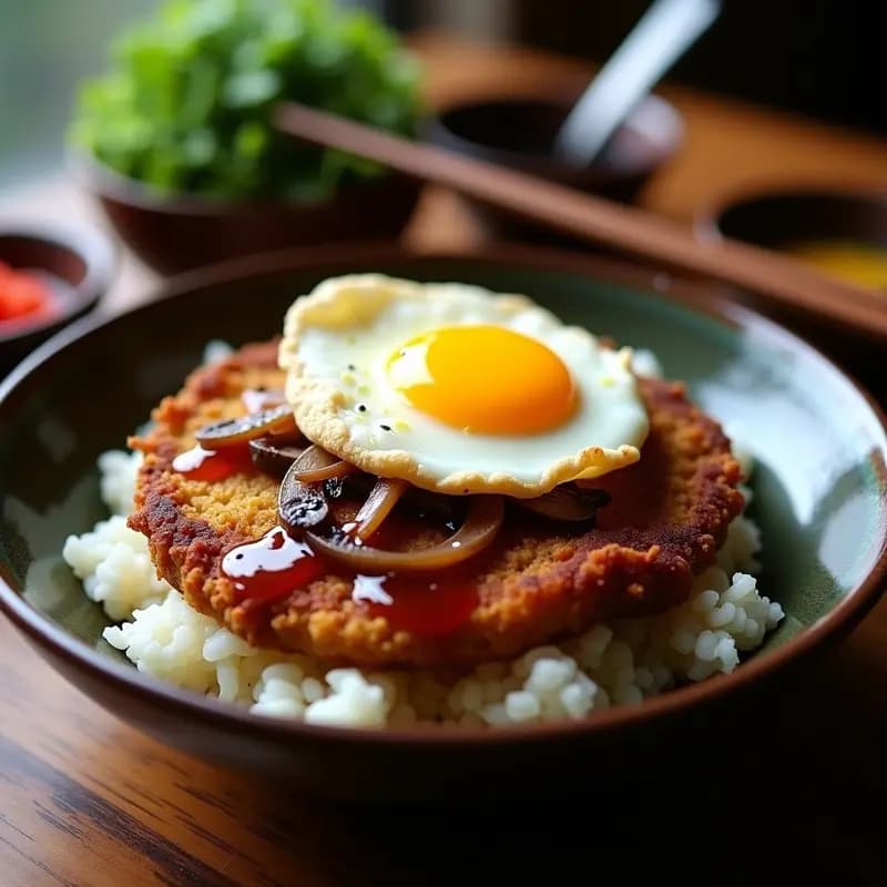Katsudon con Berenjena: Receta Japonesa Vegana con Salsa Teriyaki y Huevo de Lino