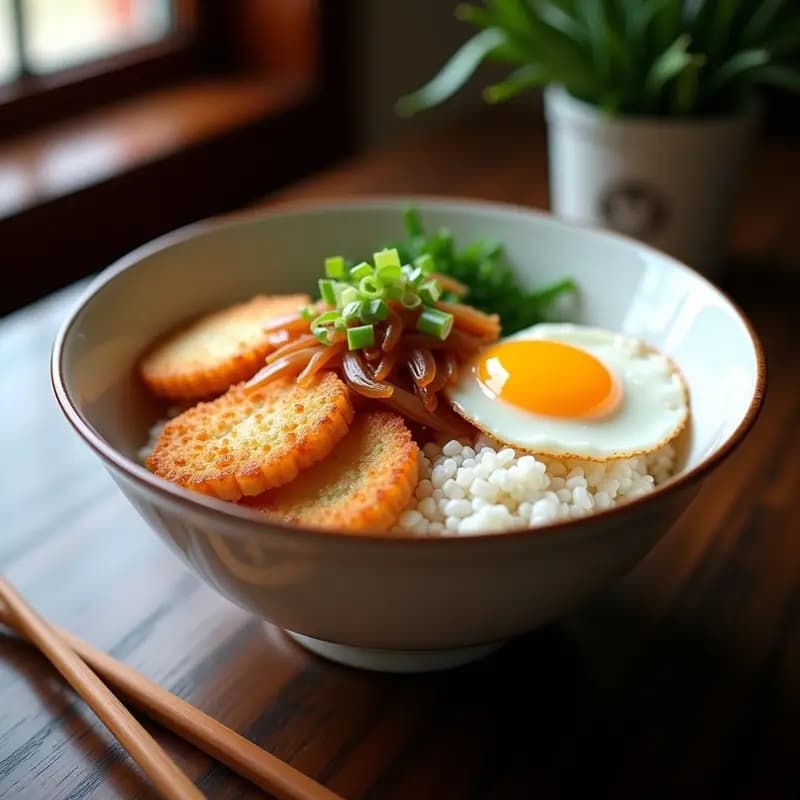 Katsudon Japonés de Cerdo Empanado con Huevos y Cebolla: Receta en Olla Rápida