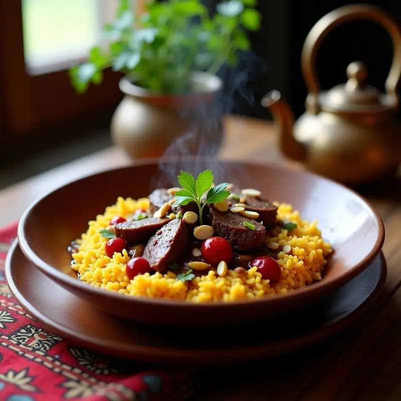 Kbab Karaz con Cerezas y Arroz Basmati: Estofado Iraní Dulce y Ácido