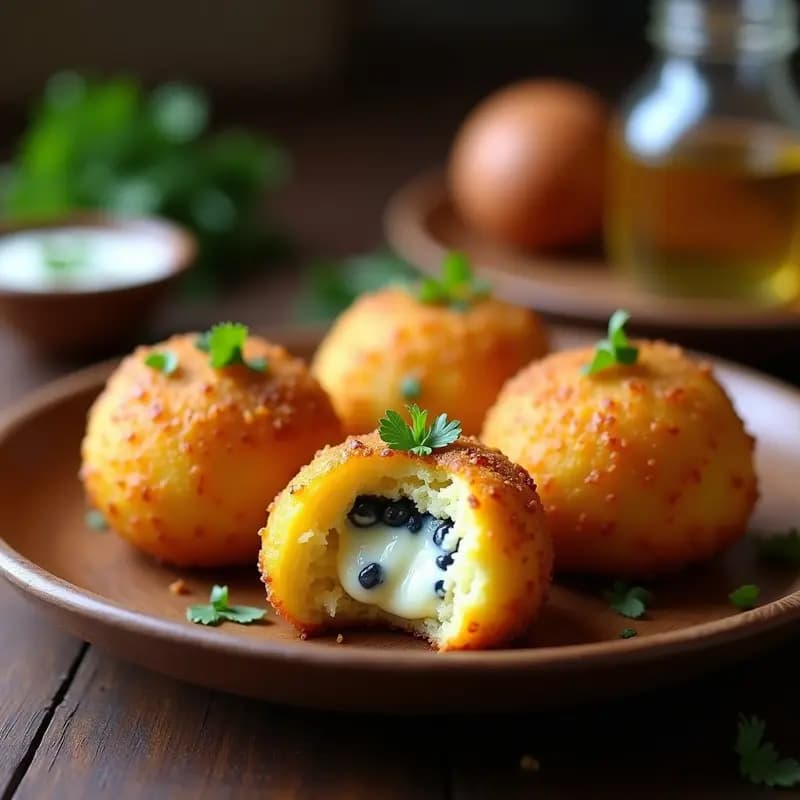 Kcas Queso de Papa Rellena de Queso Azul: Receta Boliviana Gourmet en Airfryer