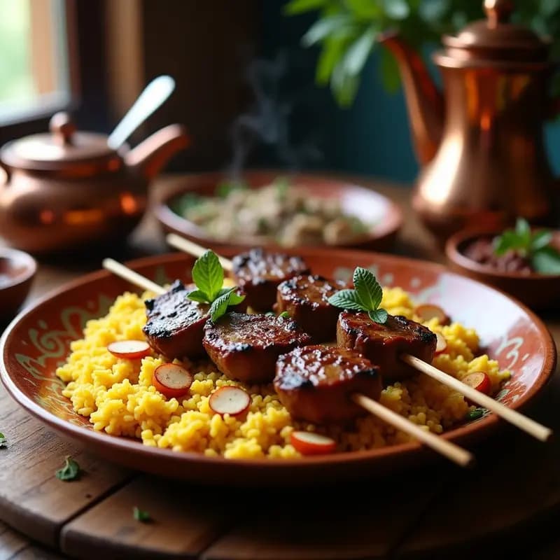 Kebabs de Cordero con Especias Persas y Arroz Basmati: Receta Iraní en Grill