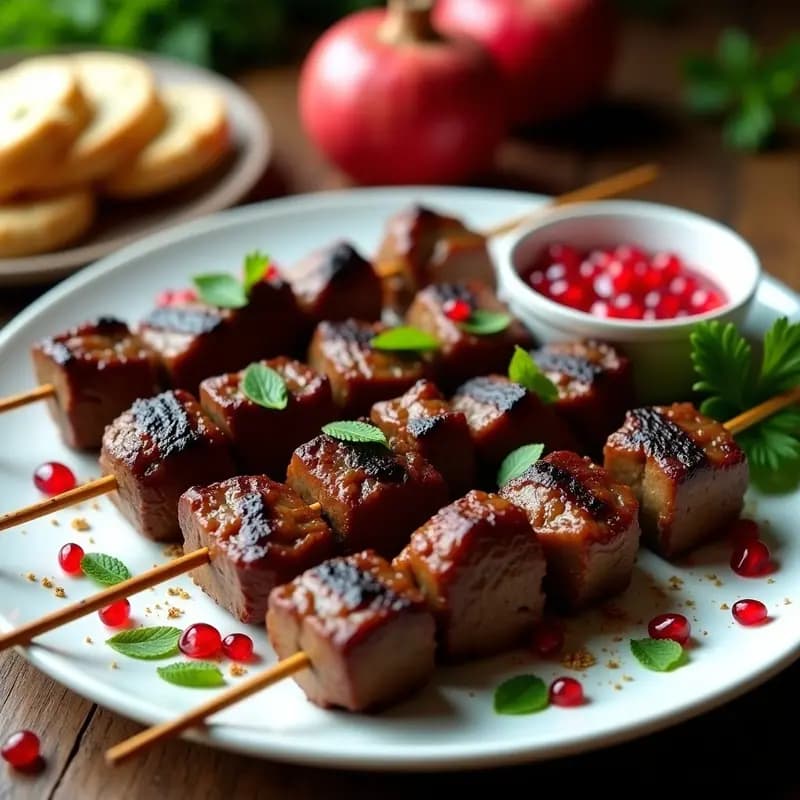 Kebabs de Cordero con Especias Persas y Salsa de Granadas: Receta Iraní Jugosa a la Parrilla
