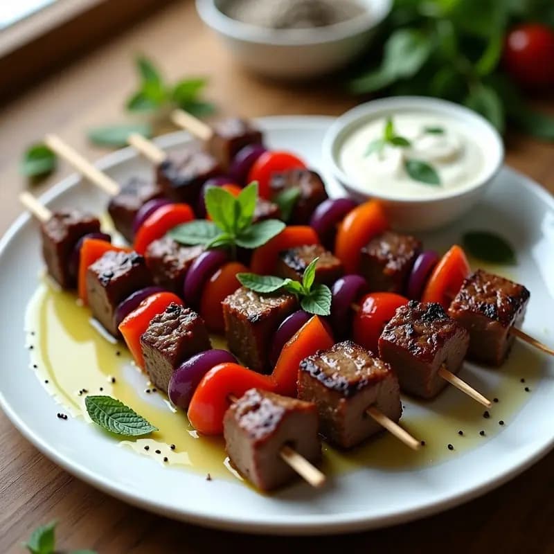 Kebabs de Cordero y Hierbas Provenzales: Receta Turca en Brocheta con Yogur y Menta