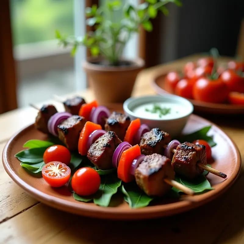 Kebabs de Cordero con Salsa de Yogur y Mentole: Receta Griega Tradicional a la Parrilla