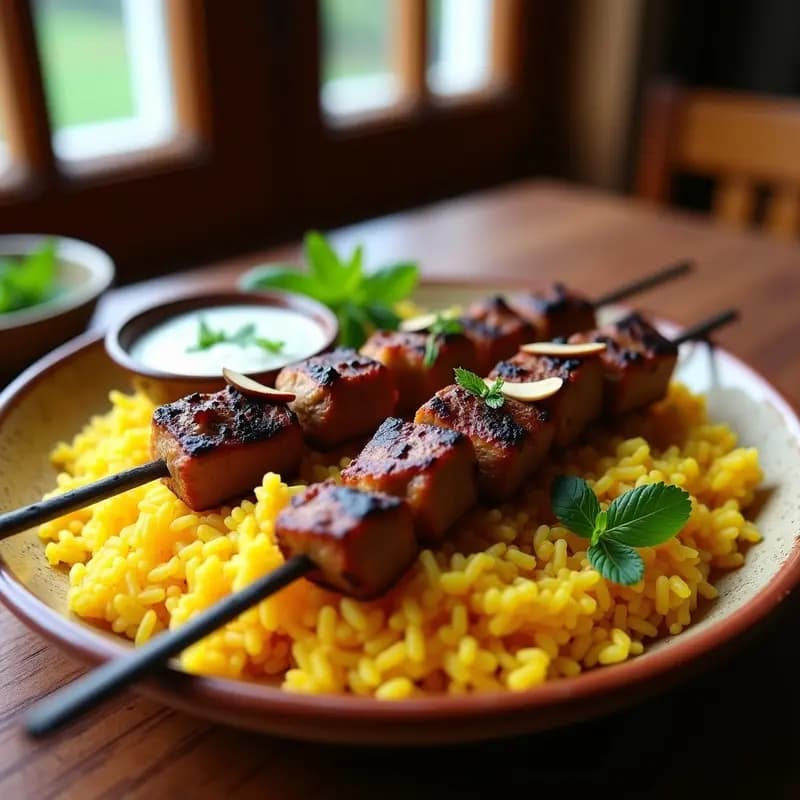Kebabs Persas con Arroz Basmati y Azafrán: Receta de Carnes Marinadas al Estilo Iraní