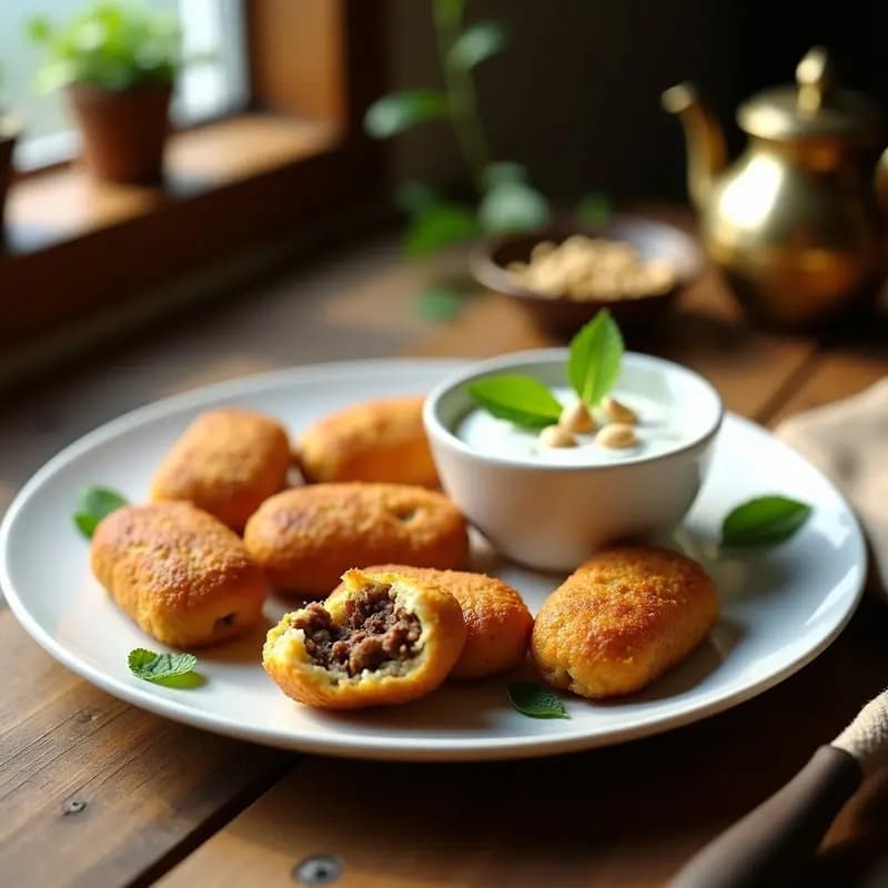 Kebbeh Sirio: Croquetas de Trigo Bulgur y Carne Picada con Yogur