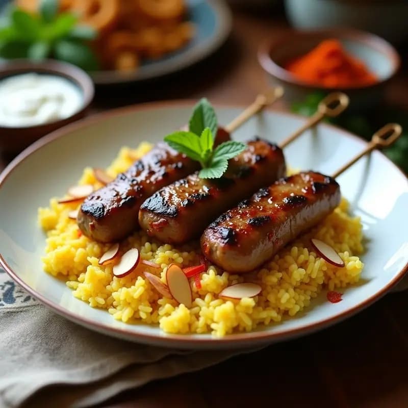 Kebeabs Iraníes de Cordero con Arroz Basmati: Receta Persa Aromática