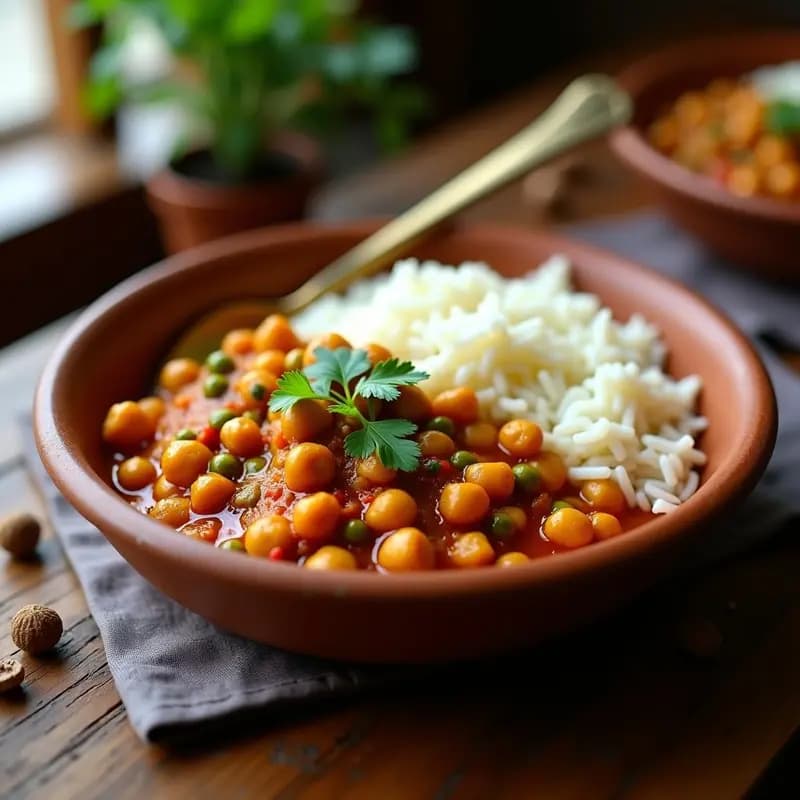 Keema de Garbanzos y Guisantes: Receta Pakistaní Vegana con Especias Aromáticas