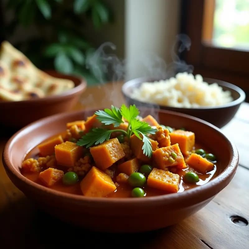 Keema Matar con Guisantes y Tofu Desmenuzado: Receta India Vegana en 25 Minutos