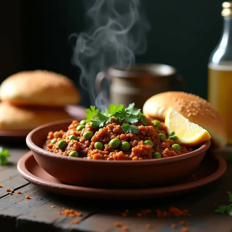 Keema Pav con Guisantes y Especias Garam Masala: Receta India de Calle