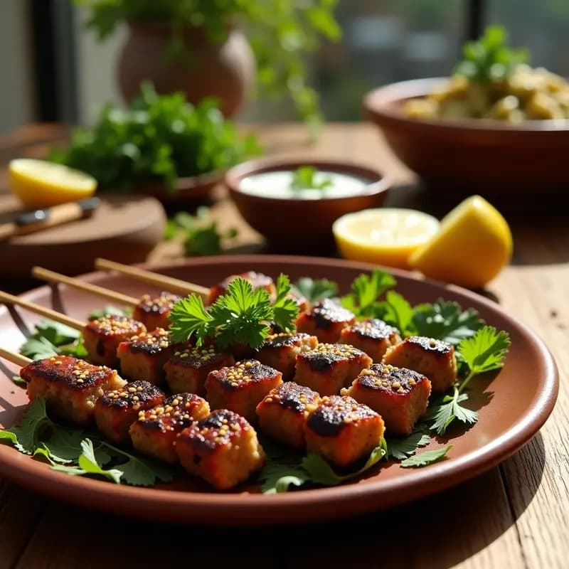 Kefta Marroquí de Cordero y Hierbas en Brochetas: Receta a la Parrilla con Toque Norteafricano