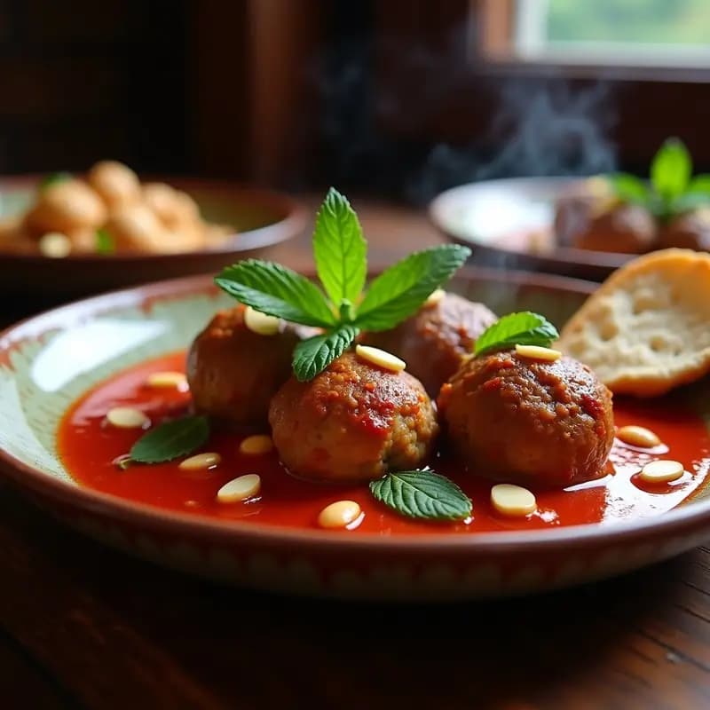 Kefta Marroquí de Cordero y Menta con Salsa de Tomate Picante: Receta Tradicional en 30 Minutos