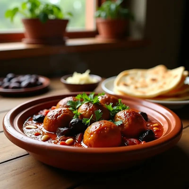 Kefta Tagine con Ciruelas y Almendras: Estofado Marroquí Dulce y Salado en 40 Minutos