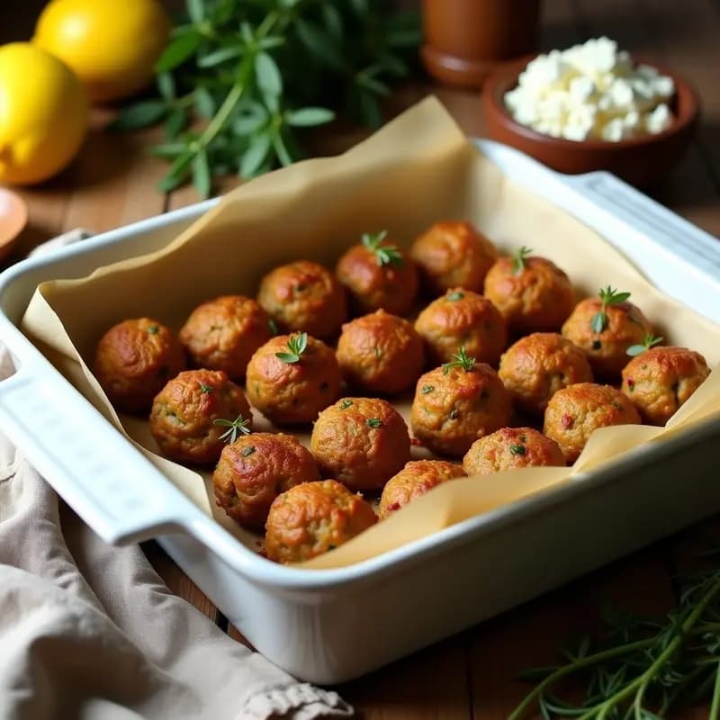 Keftedes Griegas de Carne de Cordero y Mentpole: Albóndigas al Horno Sin Aceite