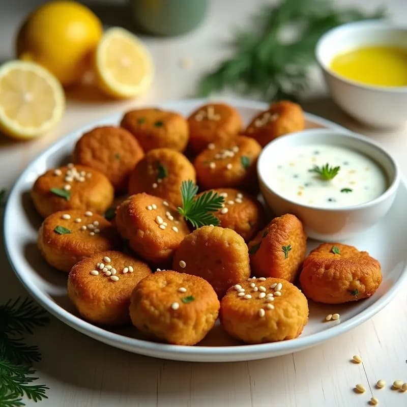 Keftedes Griegos de Garbanzos: Croquetas Crujientes en Airfryer con Salsa de Yogur