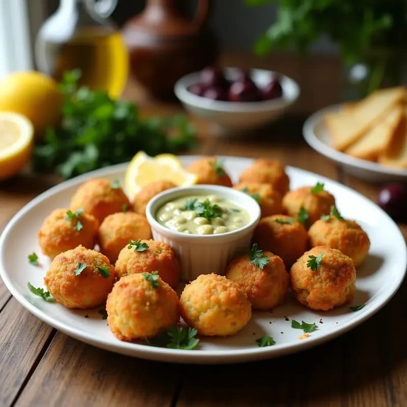 Keftedes Griegas de Garbanzos con Salsa de Limón y Aceitunas: Receta en Airfryer