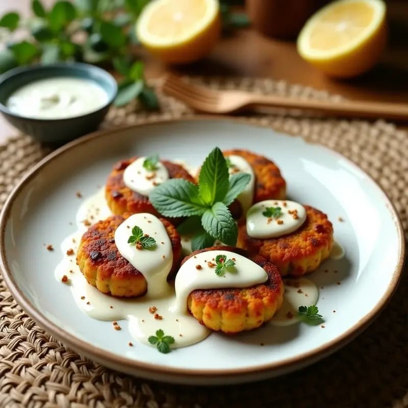 Keftedes de Garbanzos con Salsa de Yogur y Menta: Hamburguesas Griegas Veganas