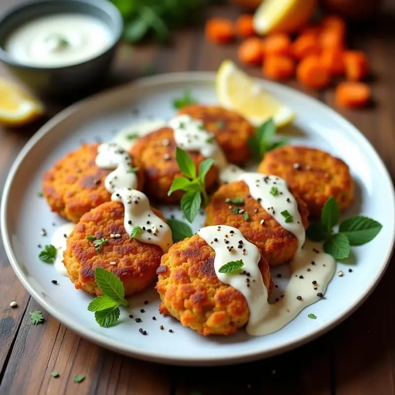 Keftedes de Garbanzos y Zanahoria con Salsa de Yogur: Receta Griega Vegana en Airfryer