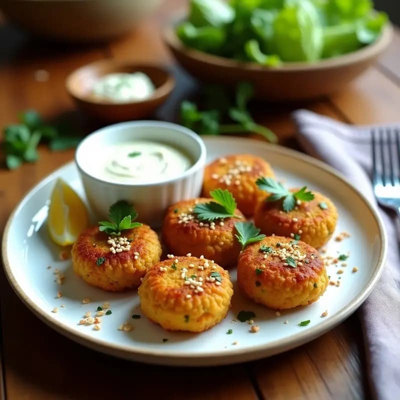 Keftedes Griegas de Garbanzos y Cilantro con Tzatziki Vegano: Receta de albóndigas sin carne