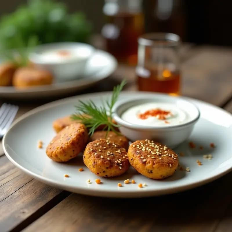 Keftedes Griegas de Lentejas y Hierbas con Salsa de Yogur: Aperitivo Sin Carne