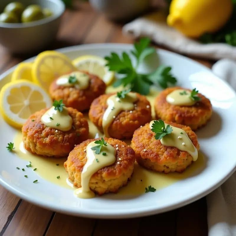 Keftedes Griegos de Garbanzos: Hamburguesas Veganas con Salsa de Limón y Ajo