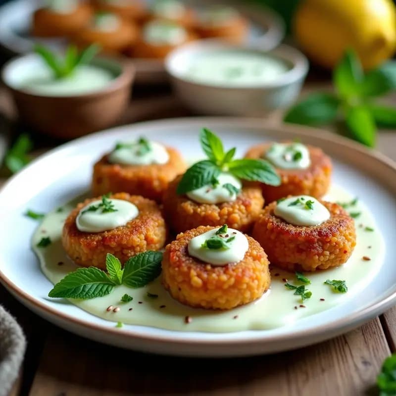 Keftedes de Lentejas Rojas con Salsa de Yogur y Menta: Receta Griega Vegana
