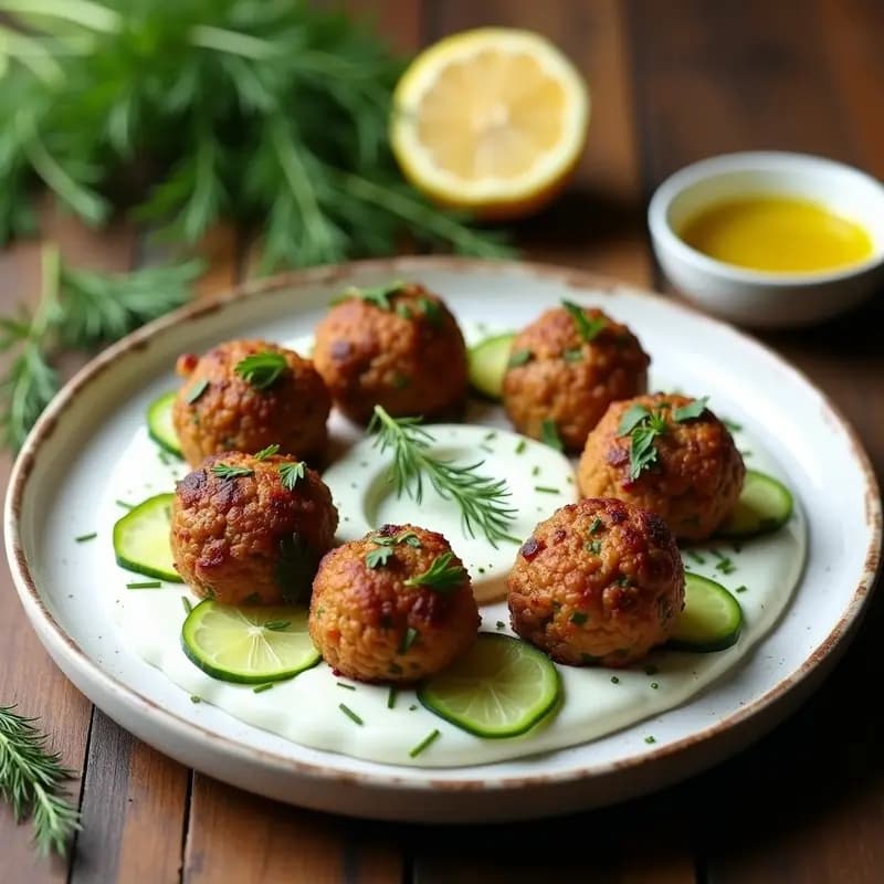 Keftedes de Lentejas con Salsa Tzatziki de Pepino: Receta Griega Vegana y Sin Gluten